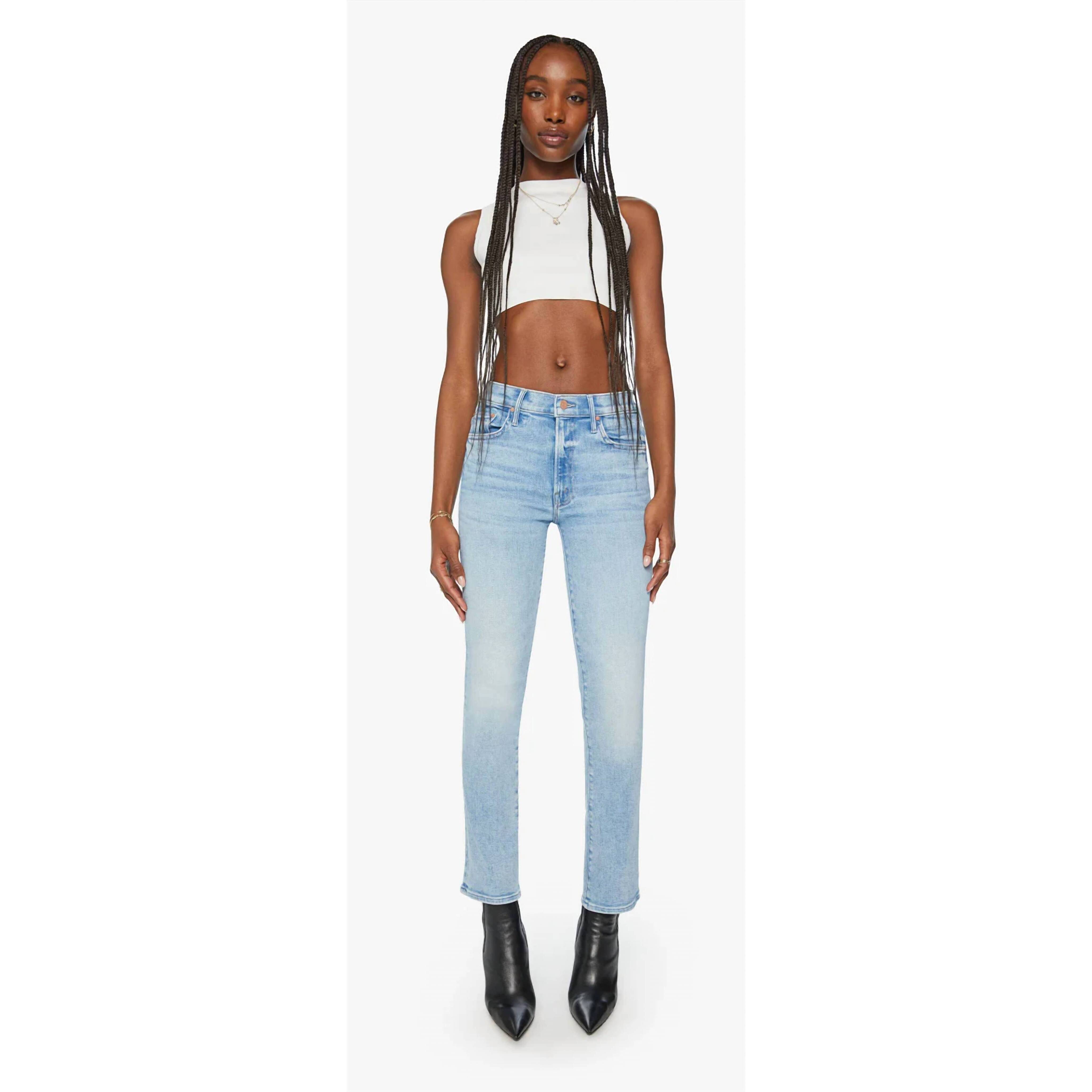 New Mother Insider Flood Mid-Rise Jeans In Tea Time